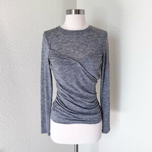Express Fitted Light Weight Crew Neck Wrap Front Tee